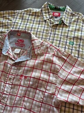 2 FOR $35 | Vintage Y2K Ecko Unltd Plaid Button-Up Shirts Men’s Large – Lot of 2